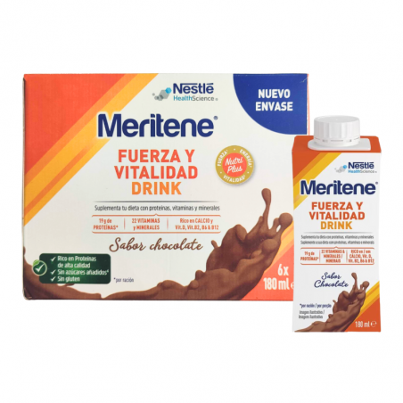 MERITENE DRINK FUERZA Y VITALIDAD CHOCOLATE 6x180ML