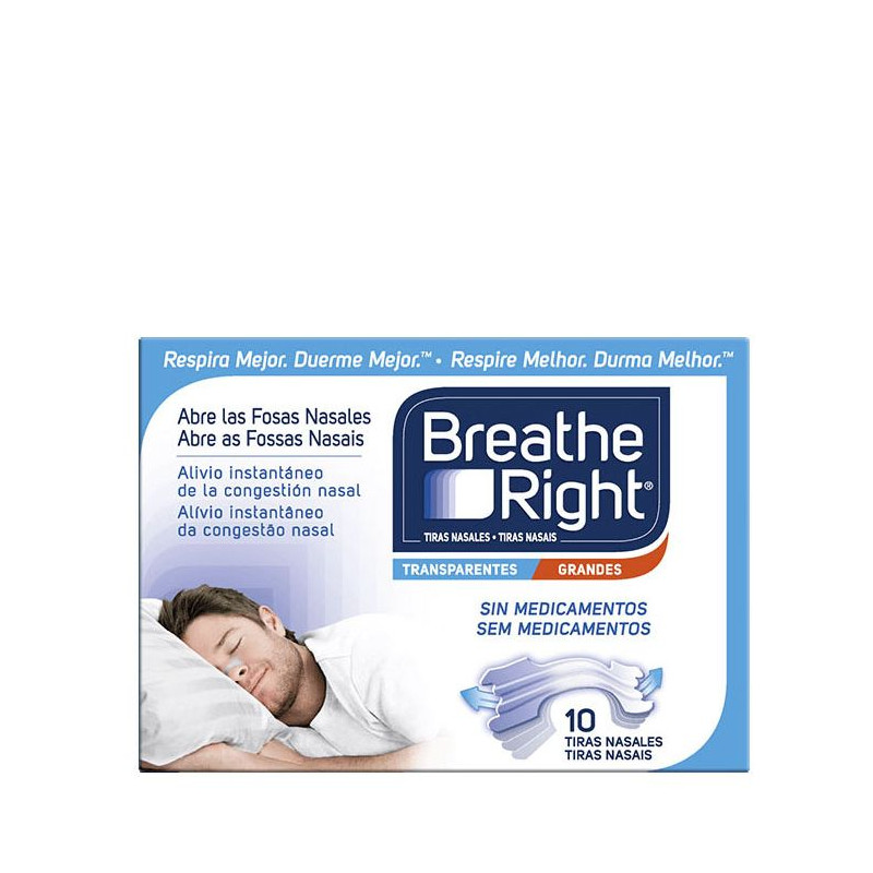 RHINOMER BREATHE RIGHT TIRAS NASALES TRANSPARENTES 10 U