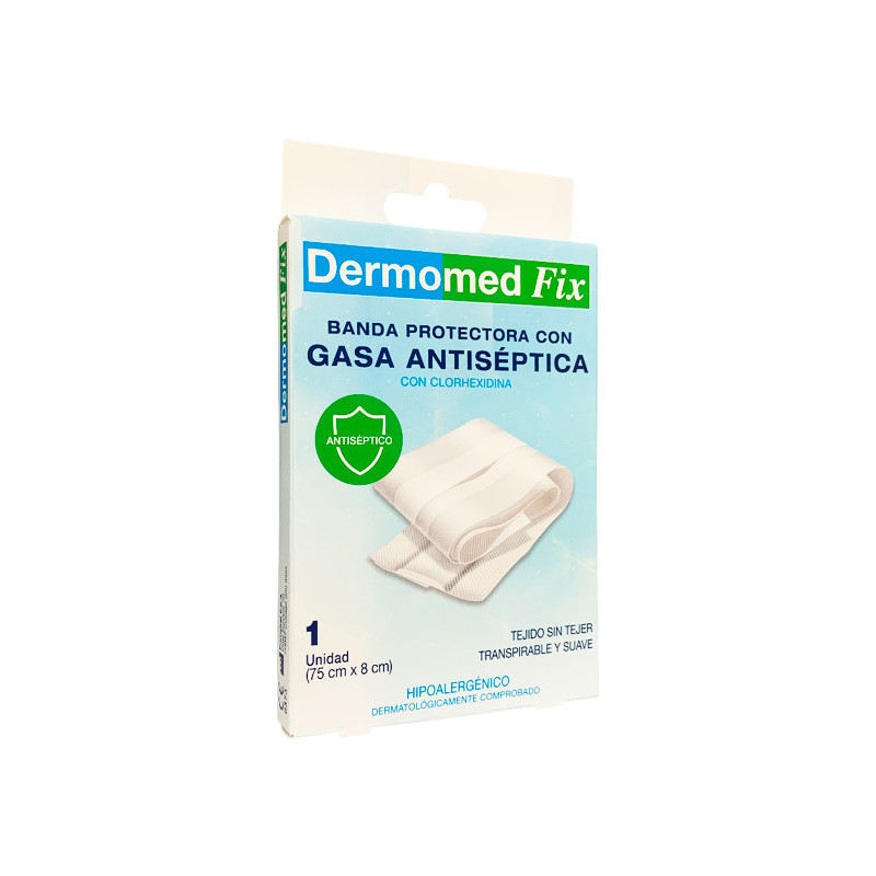 DERMOMED FIX BANDA PROTECTORA CON GASA ANTISÉPTICA 1U (75CM X 8CM)