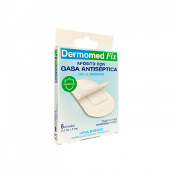 DERMOMED FIX APÓSITO CON GASA ANTISÉPTICA CON CLORHEXIDINA 6 U (7,5CM X 5CM)