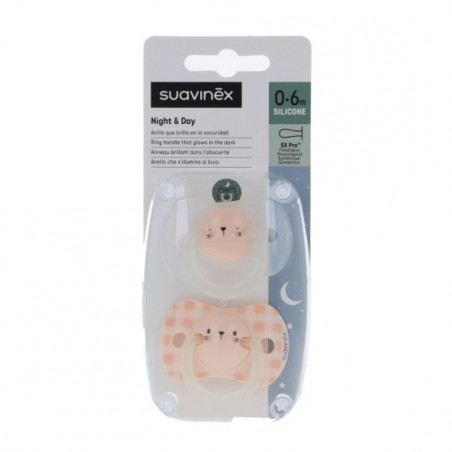 SUAVINEX CHUPETE NIGHT & DAY 0-6 M SILICONE 2U